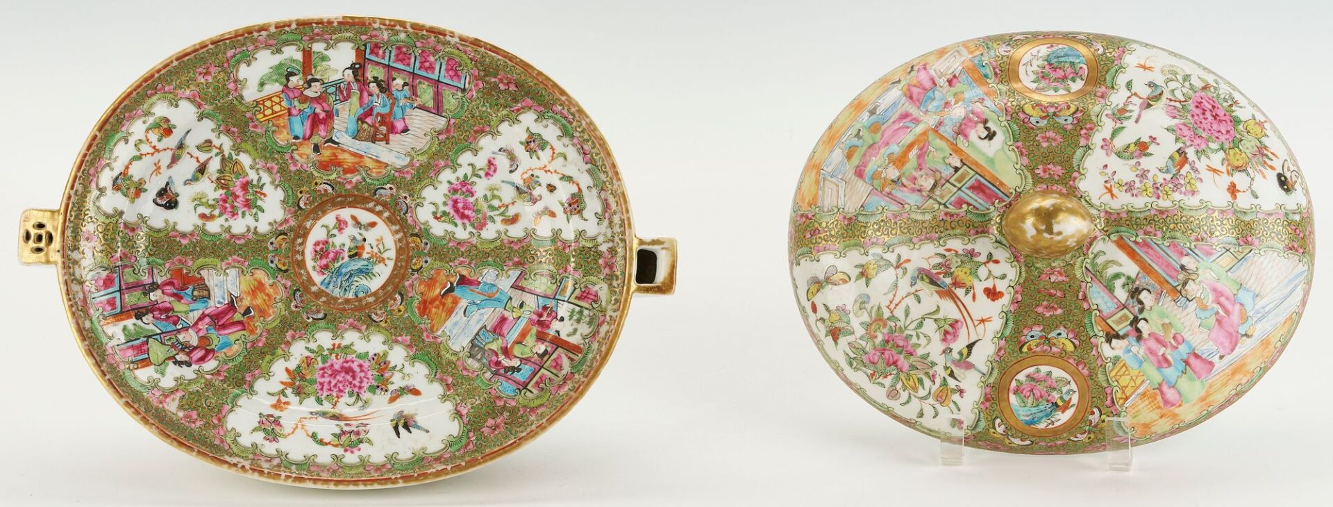 Lot 731: Chinese Rose Medallion Warming Dish & Cover