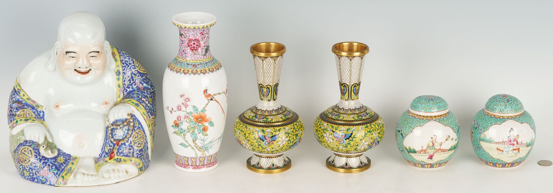 Lot 736: Six Chinese Porcelain & Cloisonne Items