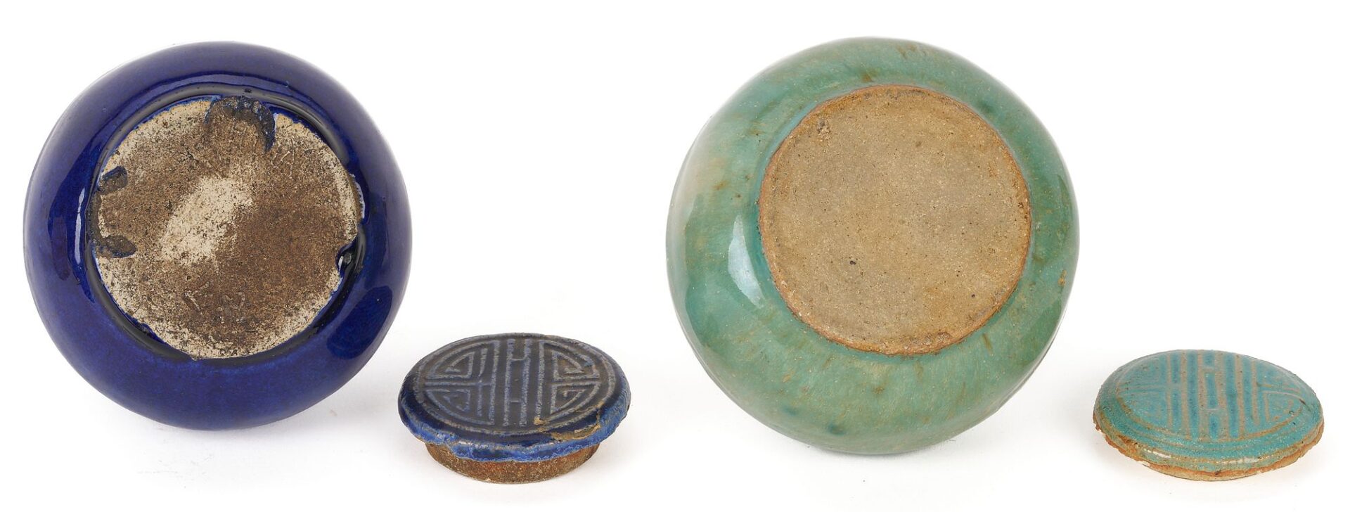 Lot 738: 3 Chinese Polychrome Glaze Ceramic Items, incl. Dragon Brushpot