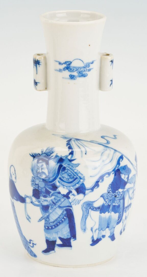 Lot 739: Chinese Blue and White Arrow Vase plus Yellow Saucer