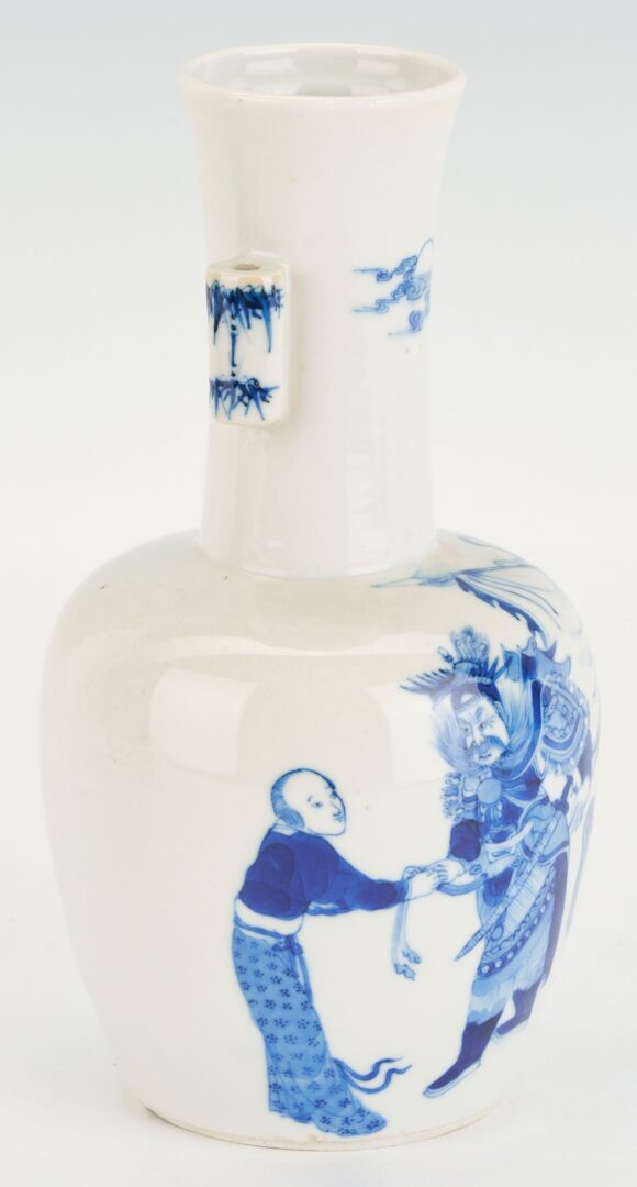 Lot 739: Chinese Blue and White Arrow Vase plus Yellow Saucer