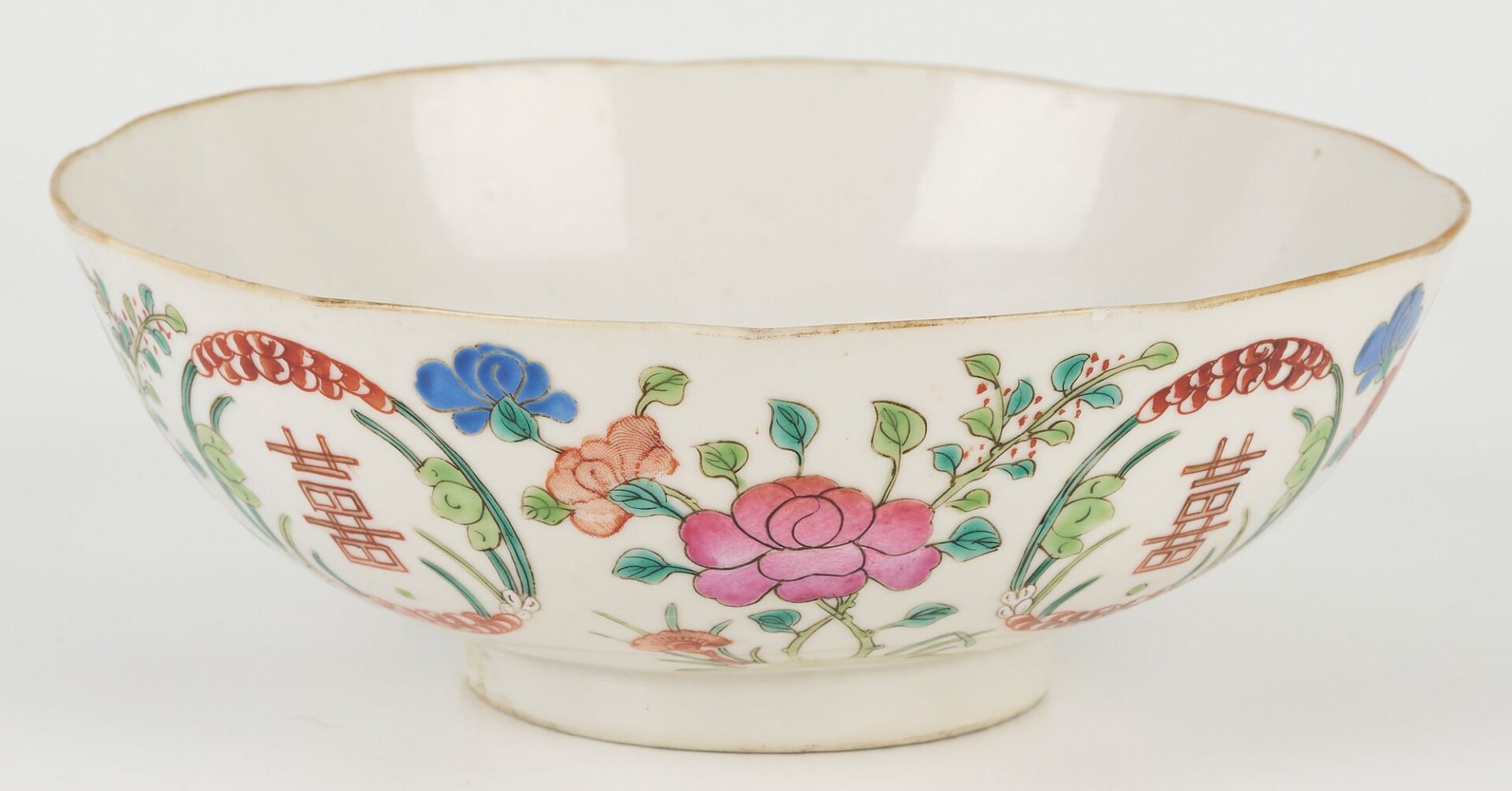 Lot 740: 3  Asian Porcelain Items: Famille Rose Bowl & 2 Table Lamps