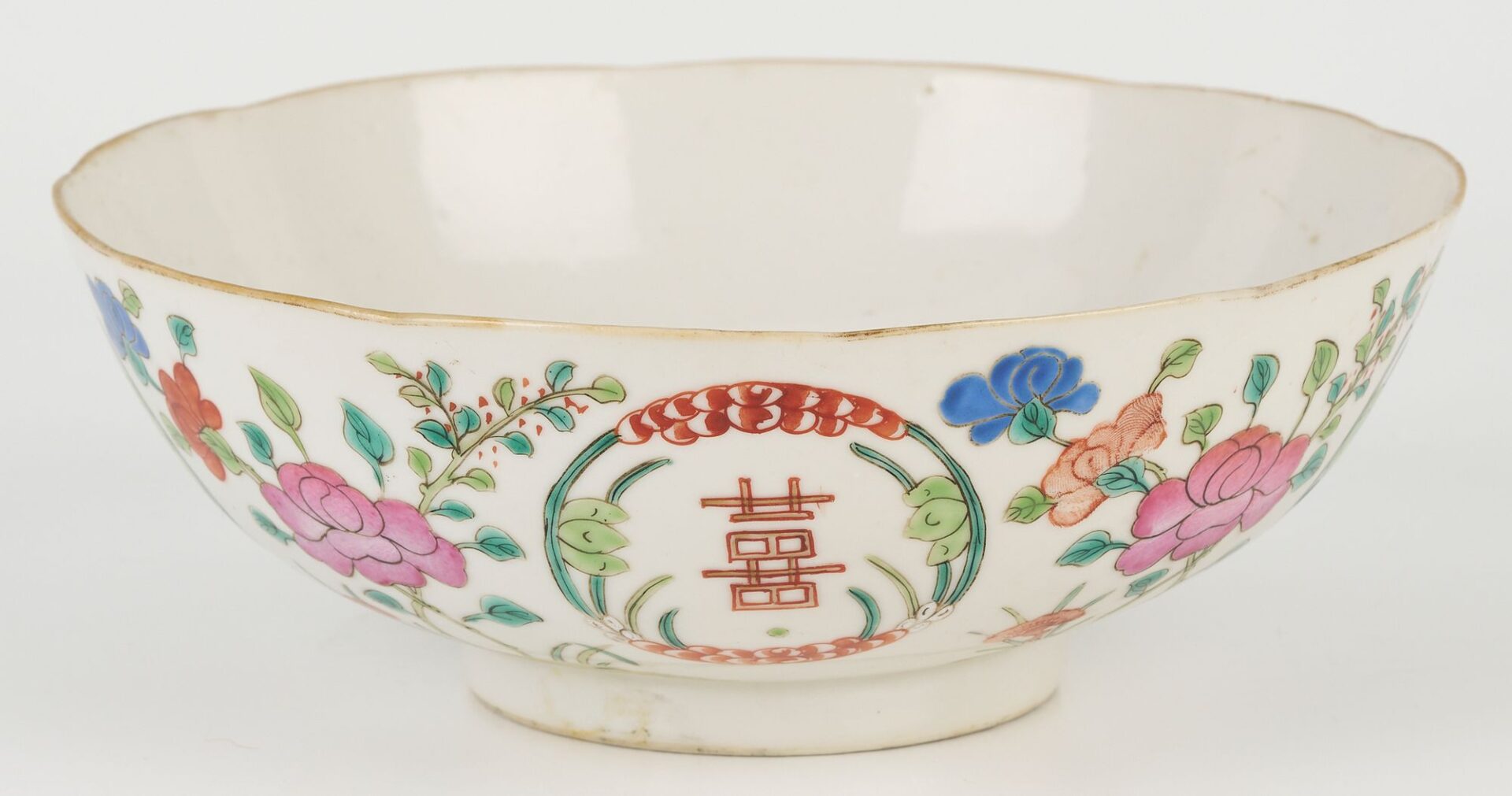 Lot 740: 3  Asian Porcelain Items: Famille Rose Bowl & 2 Table Lamps