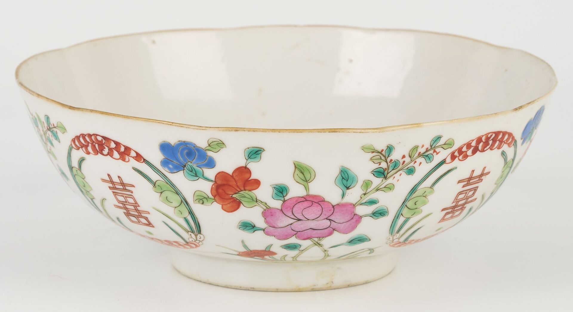 Lot 740: 3  Asian Porcelain Items: Famille Rose Bowl & 2 Table Lamps