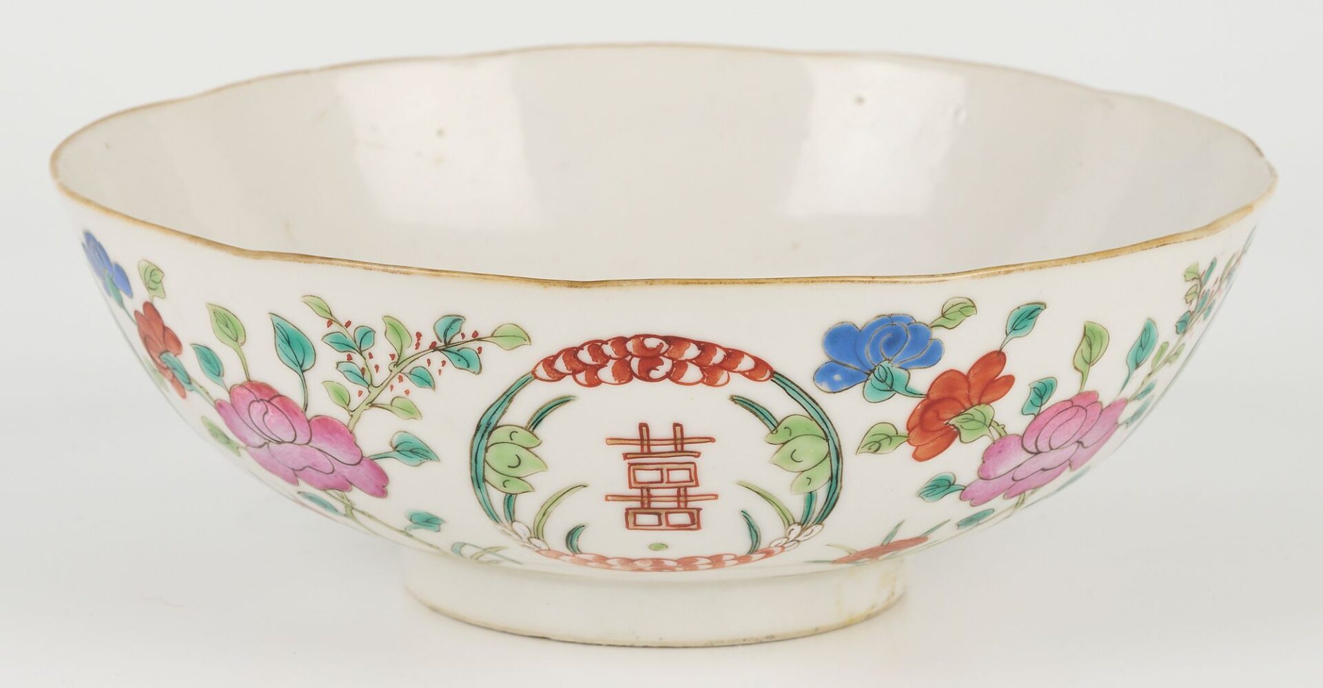Lot 740: 3  Asian Porcelain Items: Famille Rose Bowl & 2 Table Lamps