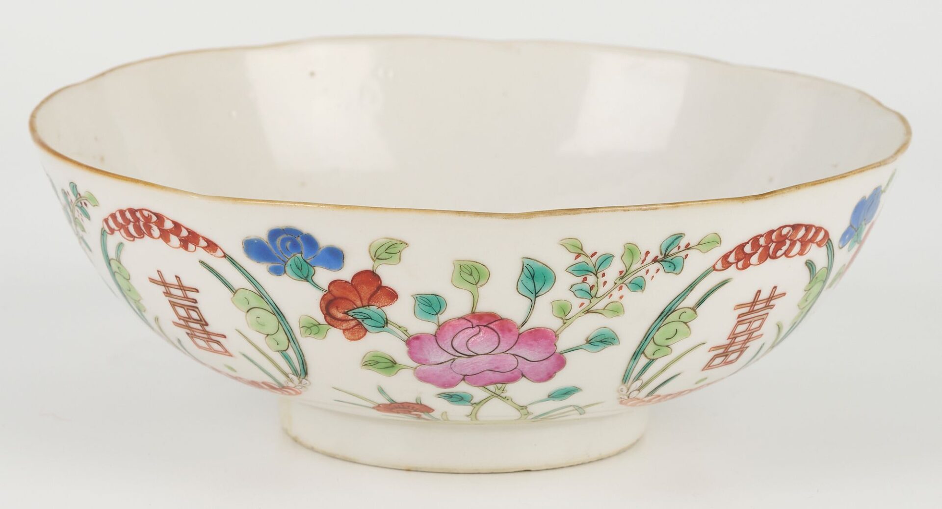 Lot 740: 3  Asian Porcelain Items: Famille Rose Bowl & 2 Table Lamps