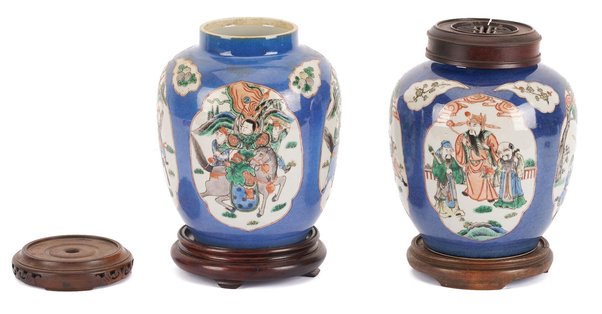 Lot 744: Pair Chinese Porcelain Ginger jars, Powder Blue Ground
