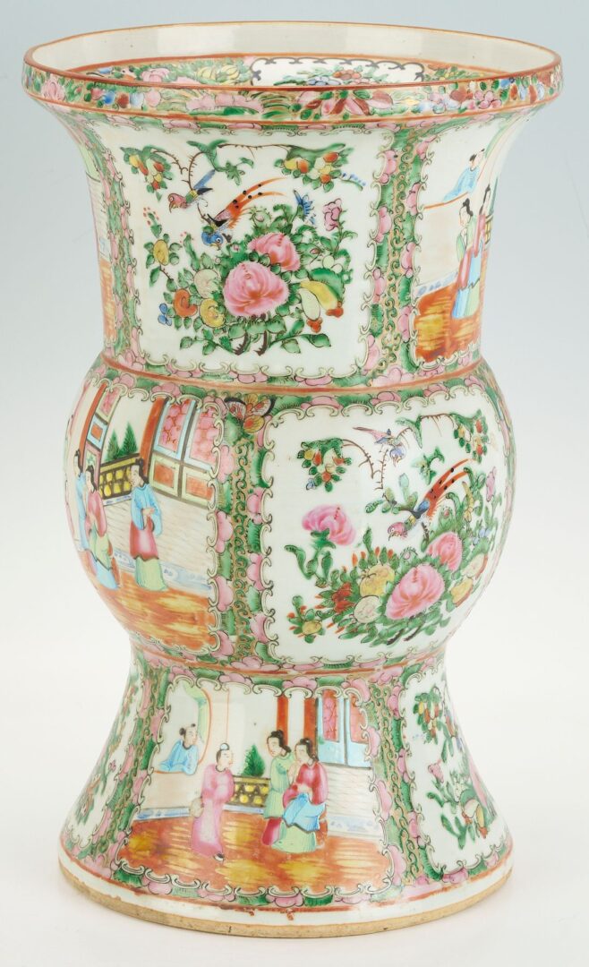 Lot 746: Large Chinese Rose Medallion Beaker Vase