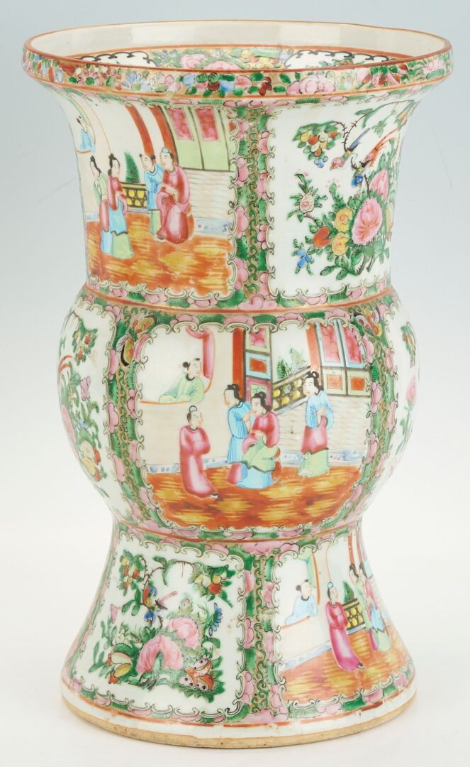 Lot 746: Large Chinese Rose Medallion Beaker Vase
