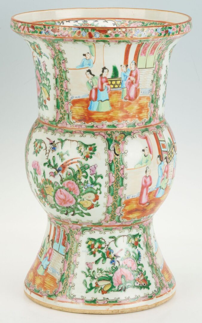 Lot 746: Large Chinese Rose Medallion Beaker Vase