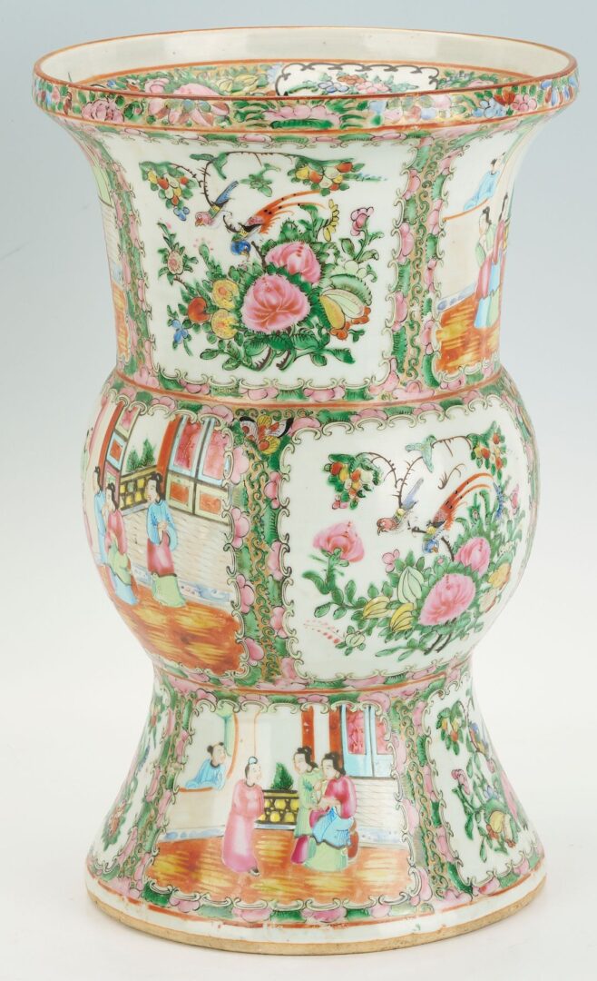 Lot 746: Large Chinese Rose Medallion Beaker Vase