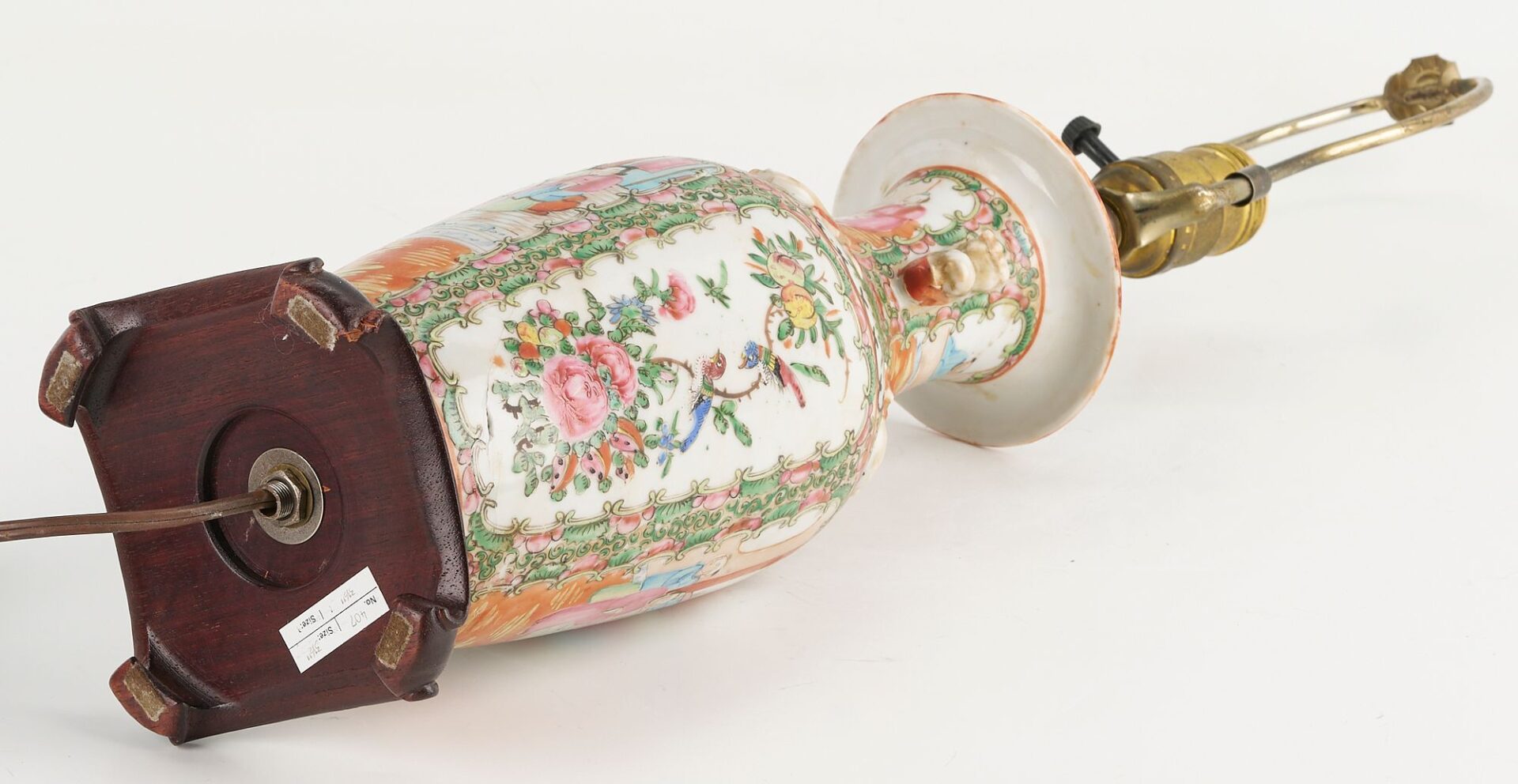 Lot 747: Pr. of Chinese  Famille Rose Porcelain Vases & Rose Medallion Lamp