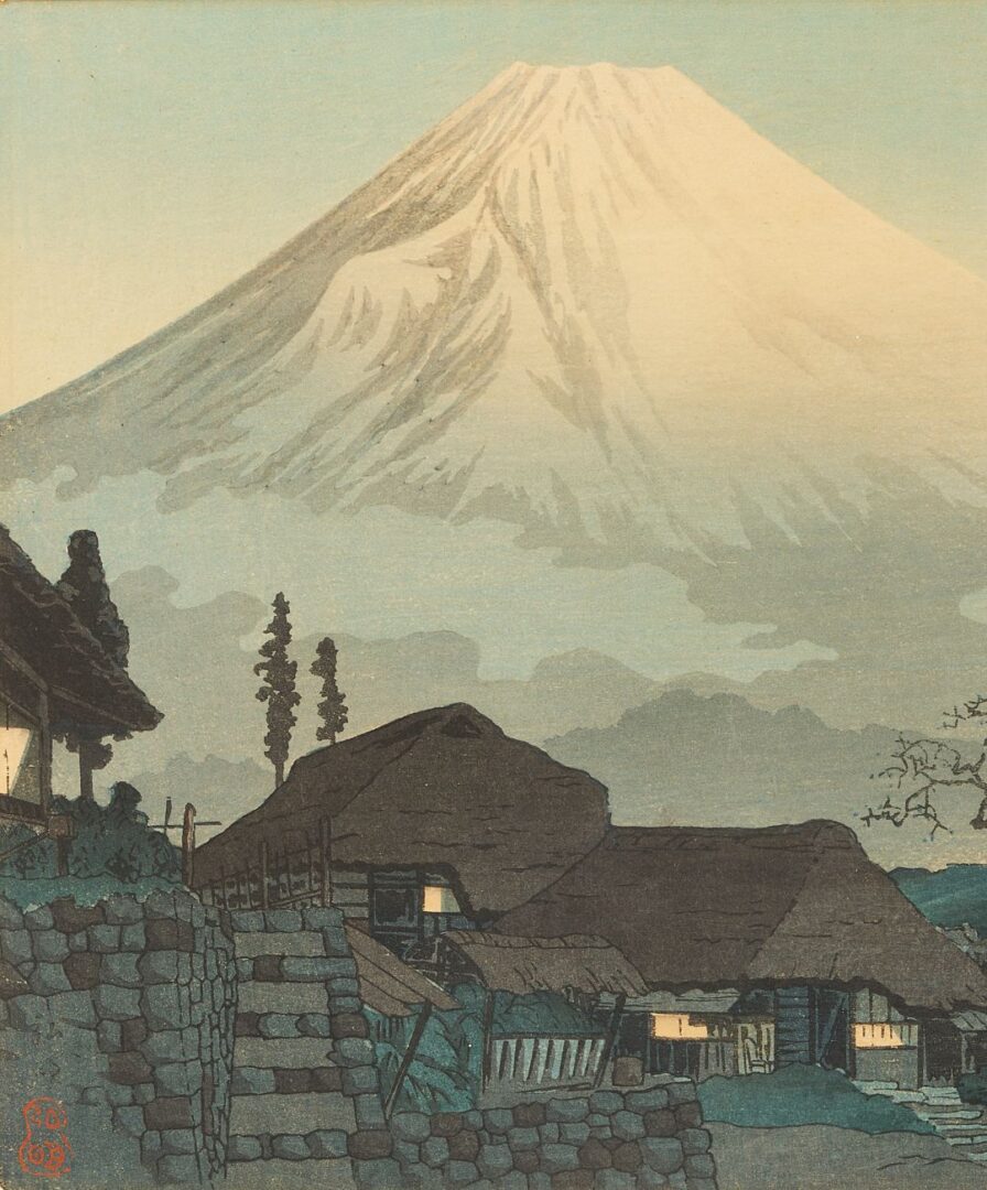 Lot 749: Hiroaki Takahasji AKA Shotei Japanese Woodblock Print, Fuji from Mitsukubo