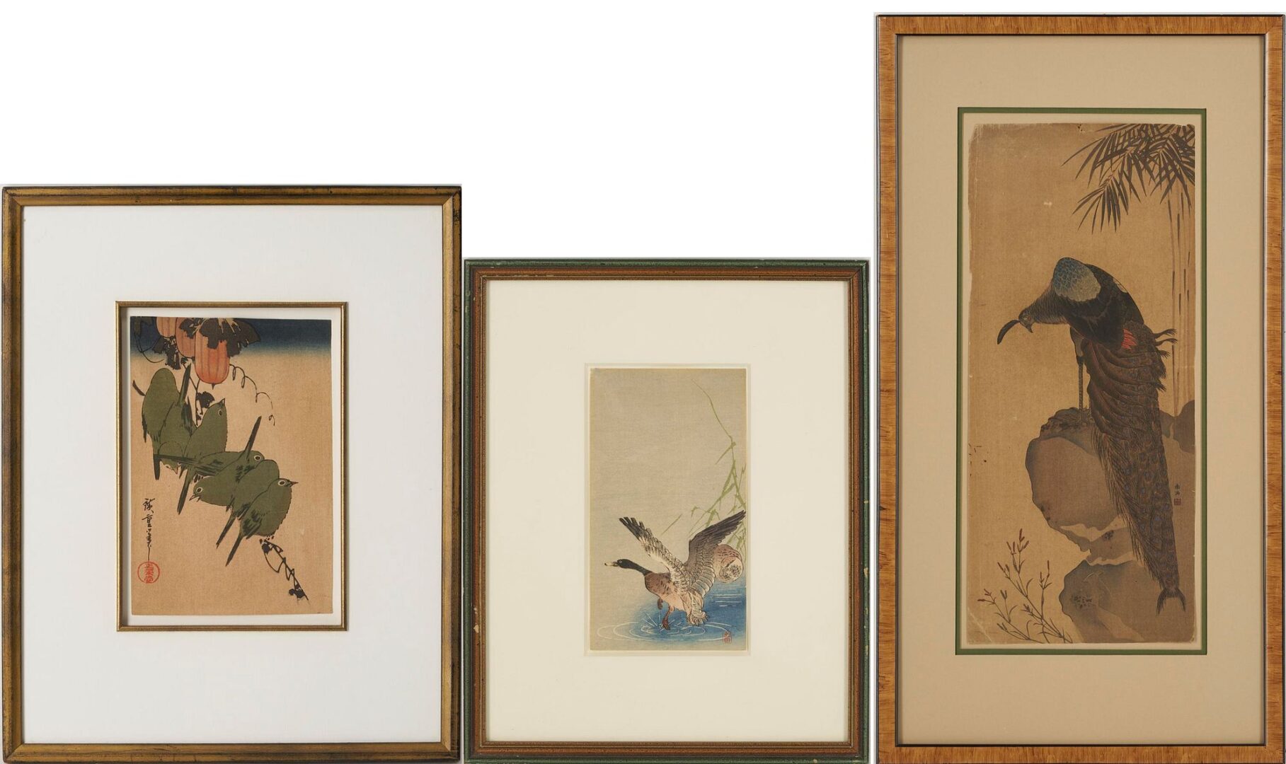 Lot 751: 3 Japanese Woodblock Prints of Birds Incl. Hiroshige, Koson