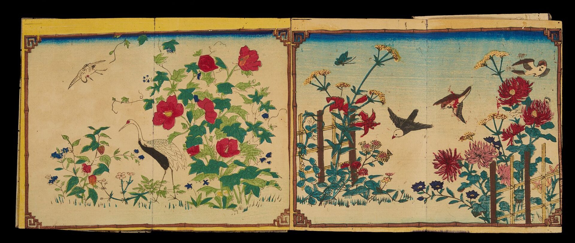 Lot 752: Scroll of Woodblock Prints Incl. Utagawa School & Orihon Birds & Flowers Book