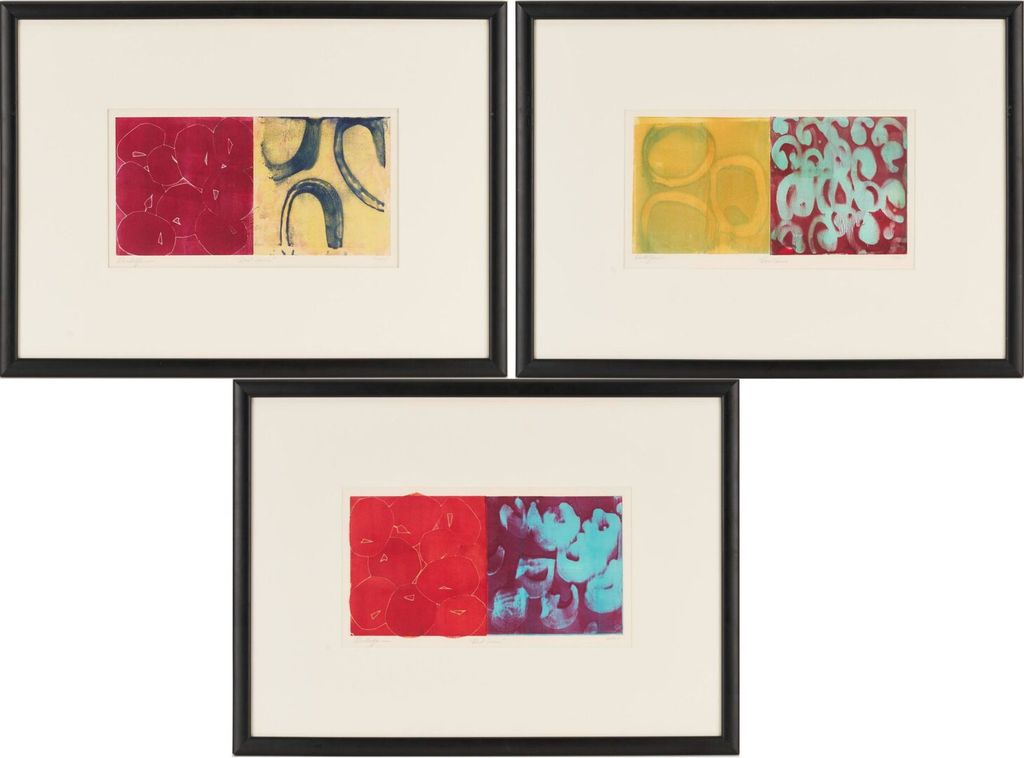 Lot 759: 3 Marylyn Dintenfass Monotypes, Duet Series