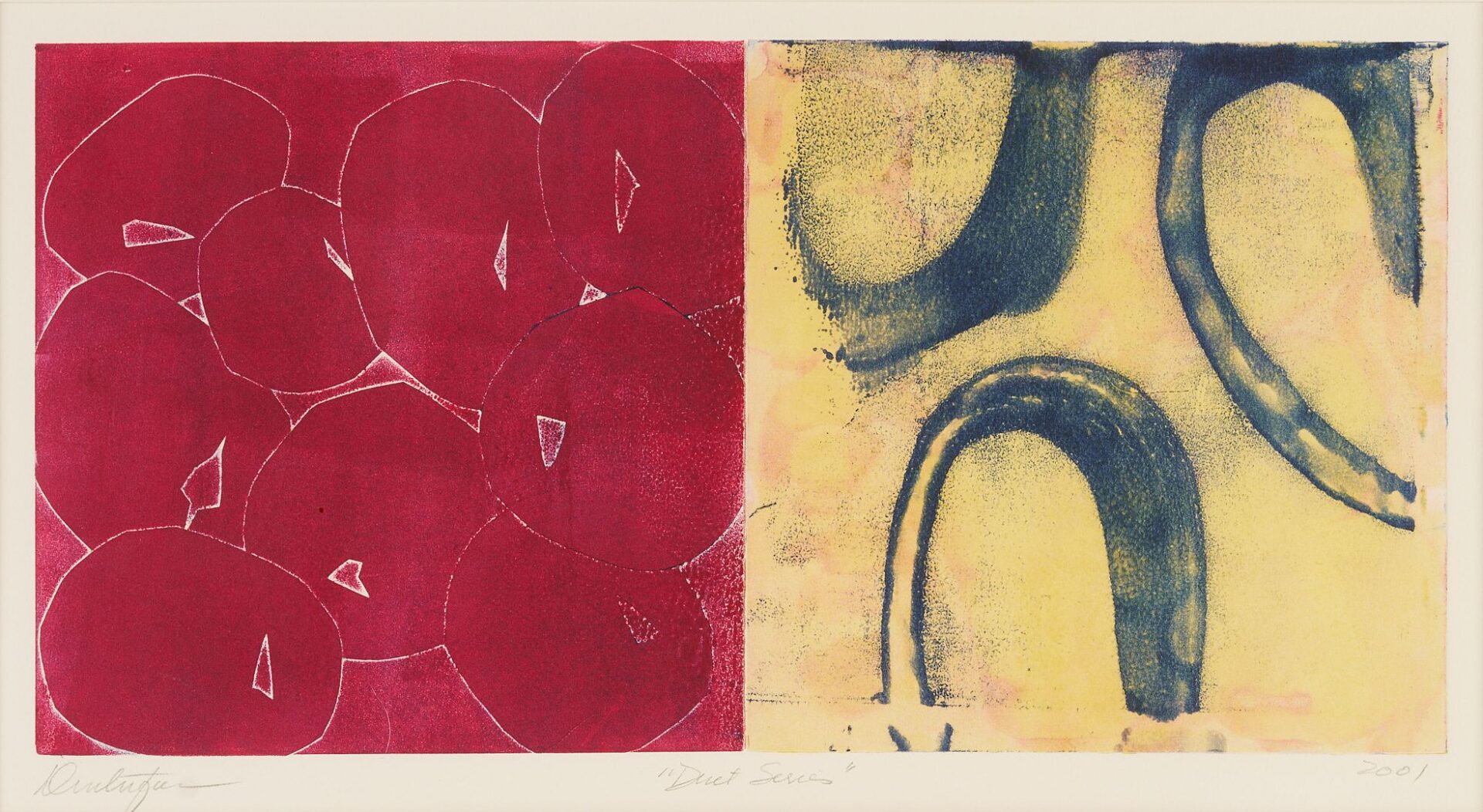 Lot 759: 3 Marylyn Dintenfass Monotypes, Duet Series