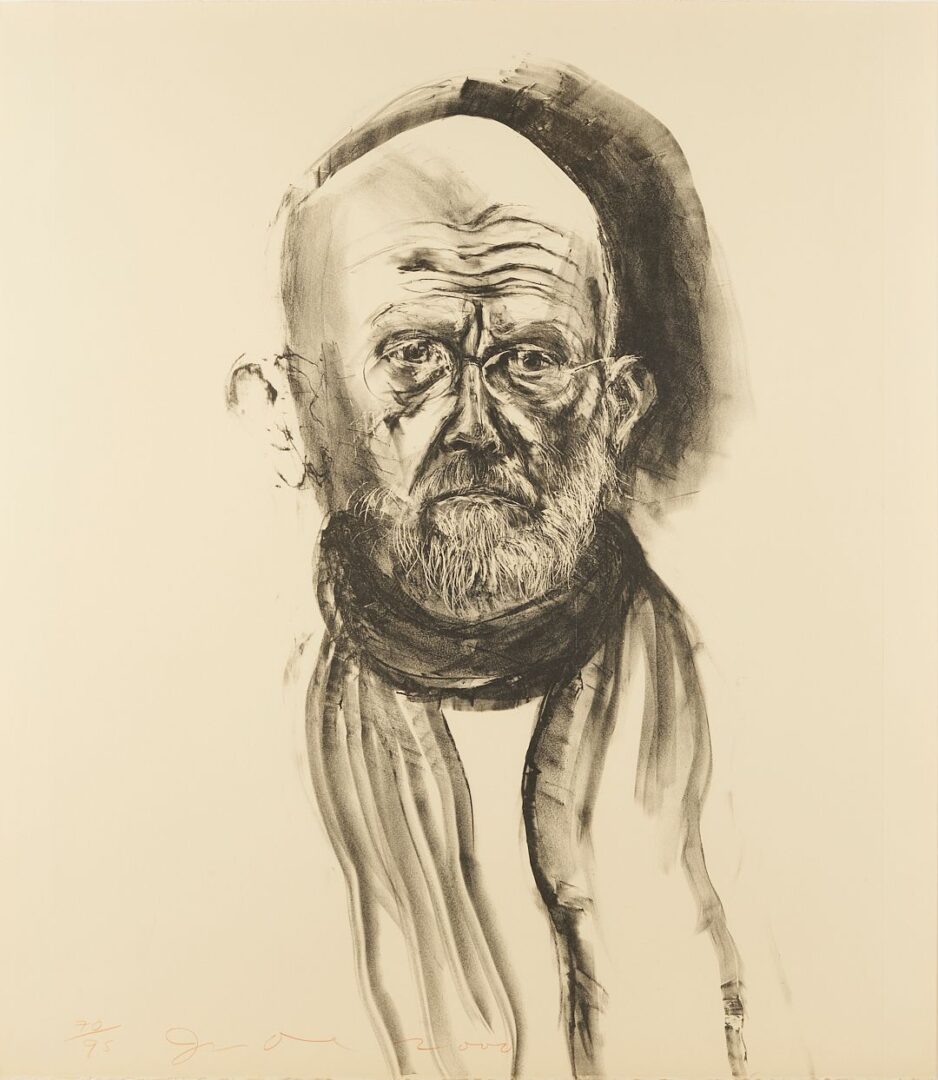 Lot 761: Large Jim Dine Self-Portrait Lithograph, Dine in Black Grease