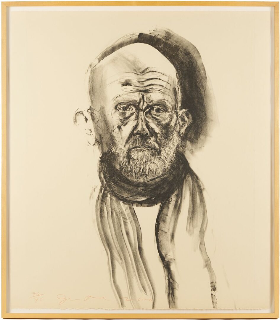 Lot 761: Large Jim Dine Self-Portrait Lithograph, Dine in Black Grease