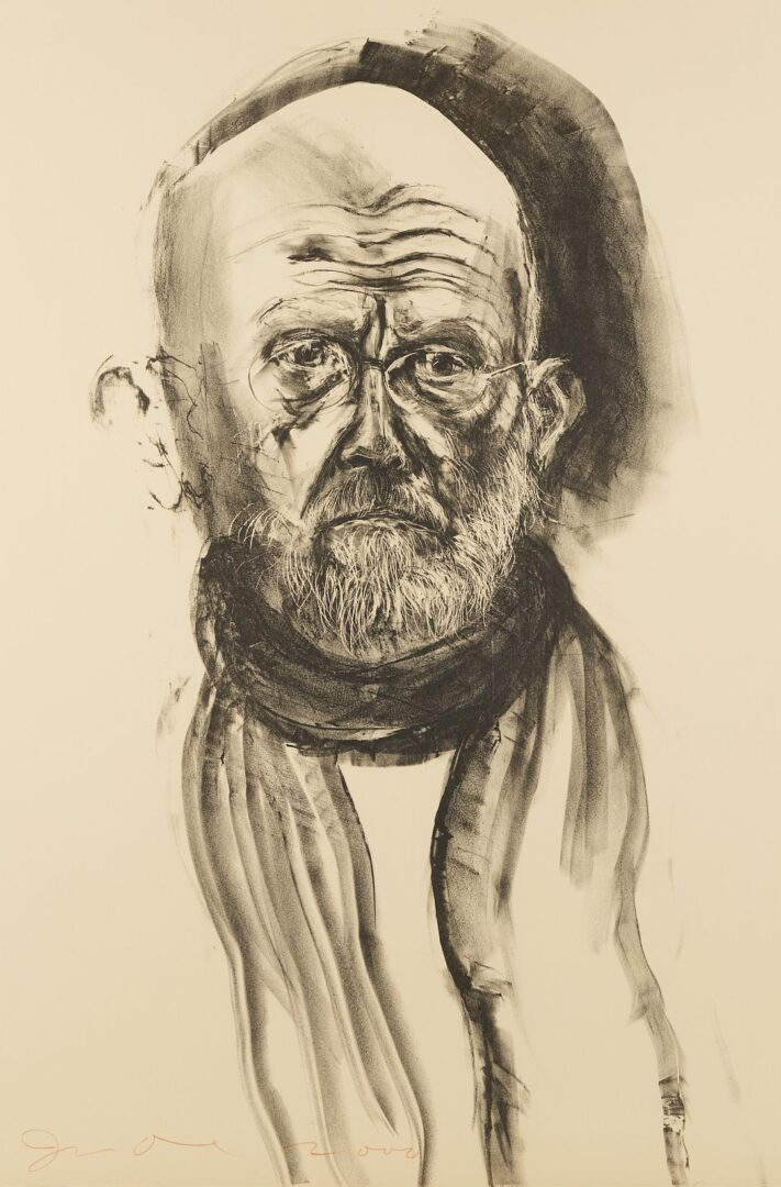 Lot 761: Large Jim Dine Self-Portrait Lithograph, Dine in Black Grease
