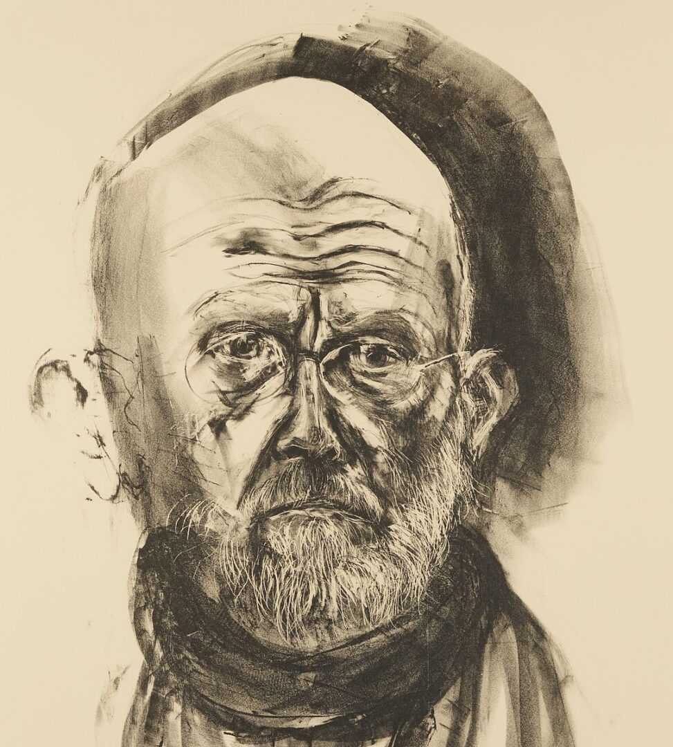 Lot 761: Large Jim Dine Self-Portrait Lithograph, Dine in Black Grease