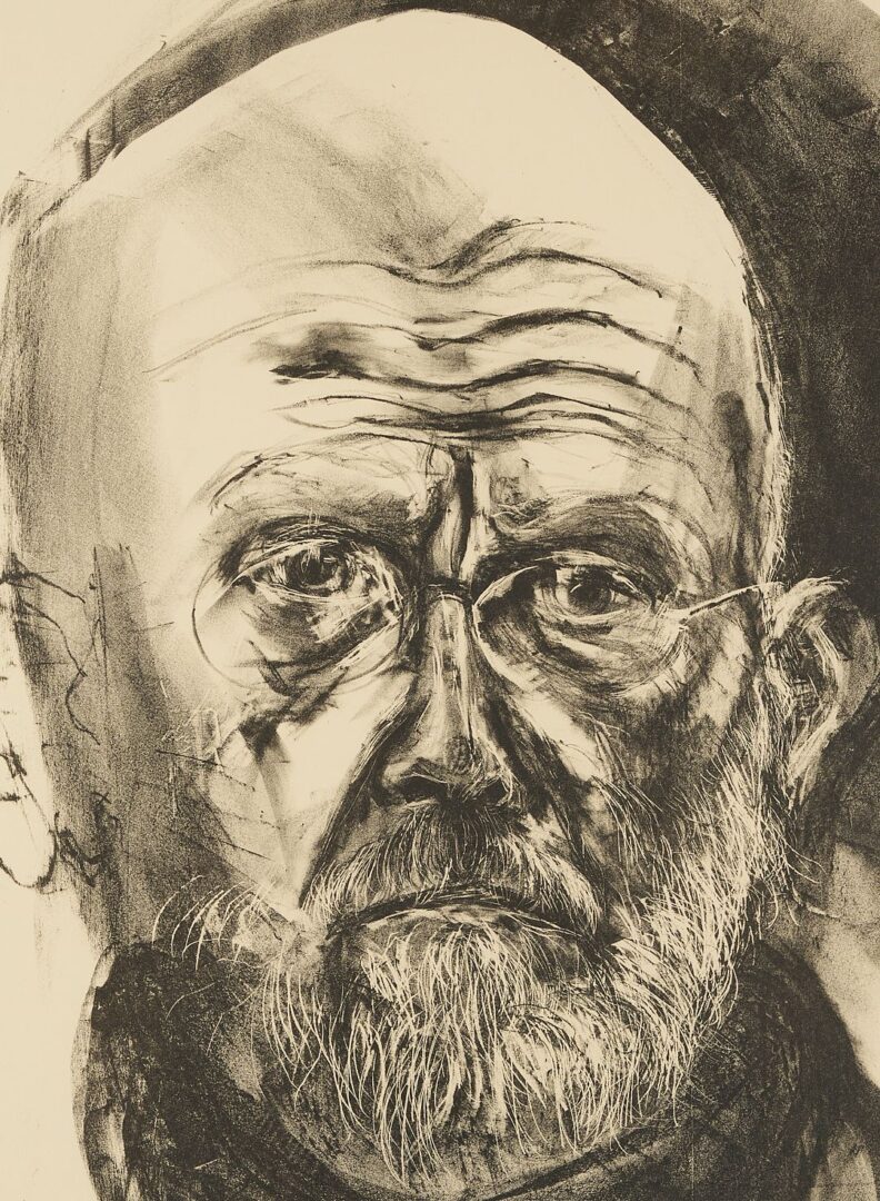 Lot 761: Large Jim Dine Self-Portrait Lithograph, Dine in Black Grease