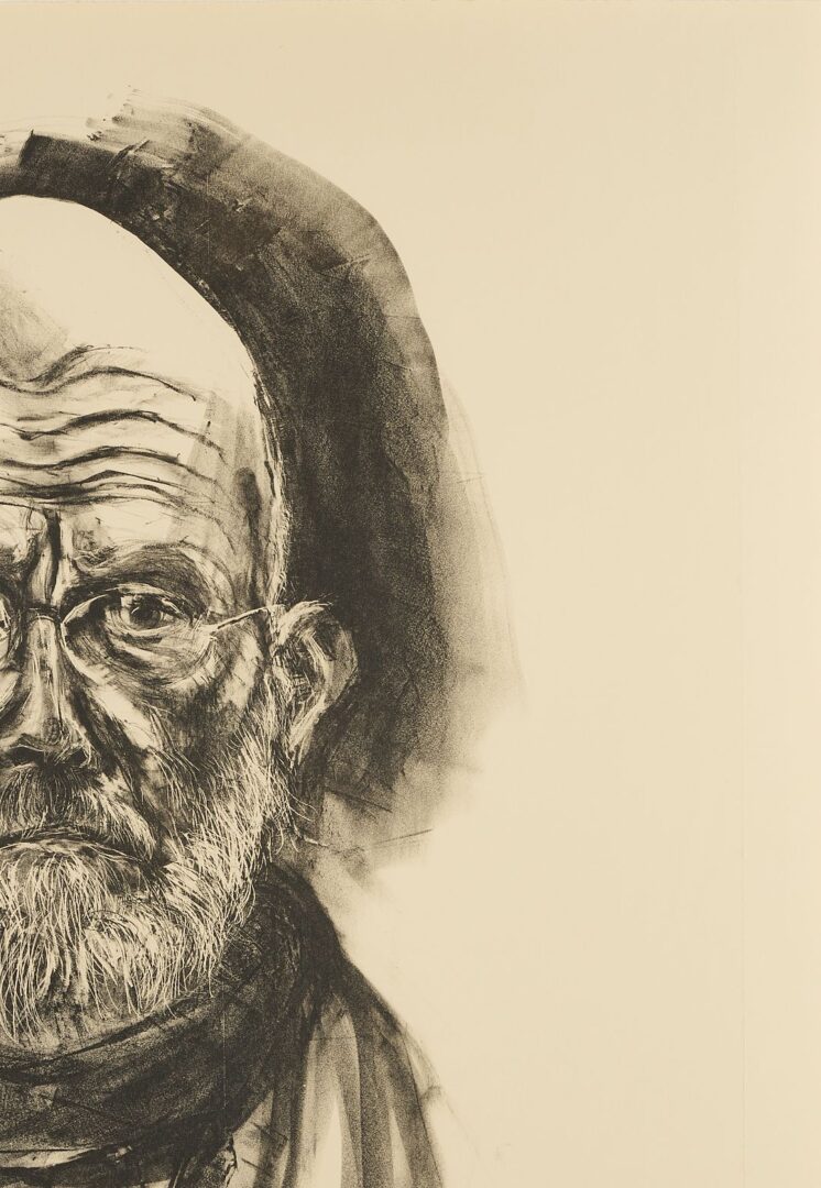 Lot 761: Large Jim Dine Self-Portrait Lithograph, Dine in Black Grease
