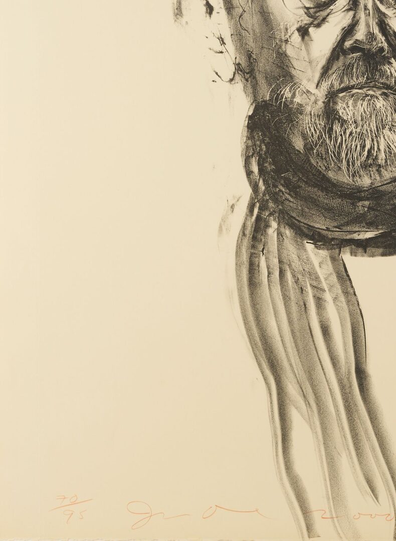 Lot 761: Large Jim Dine Self-Portrait Lithograph, Dine in Black Grease