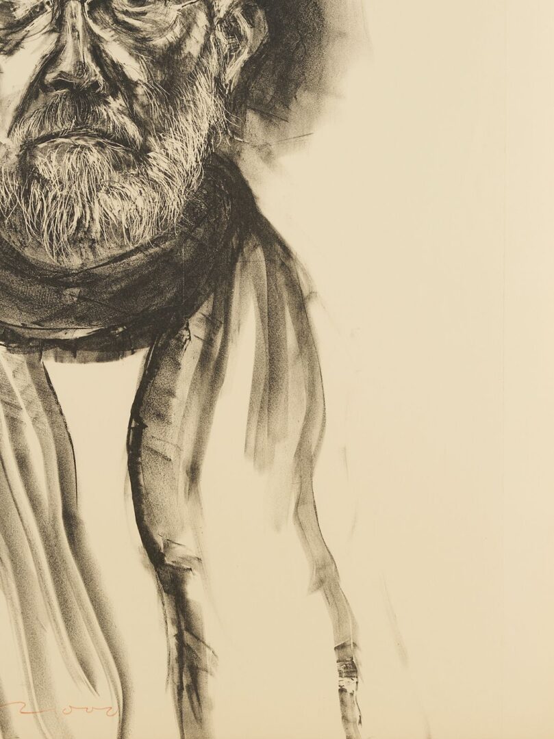 Lot 761: Large Jim Dine Self-Portrait Lithograph, Dine in Black Grease