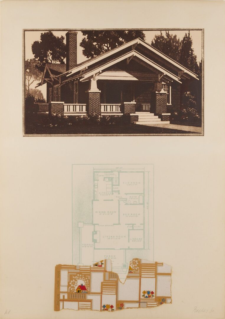 Lot 774: John Baeder Architectural Etching & Collage, The Mail Order House