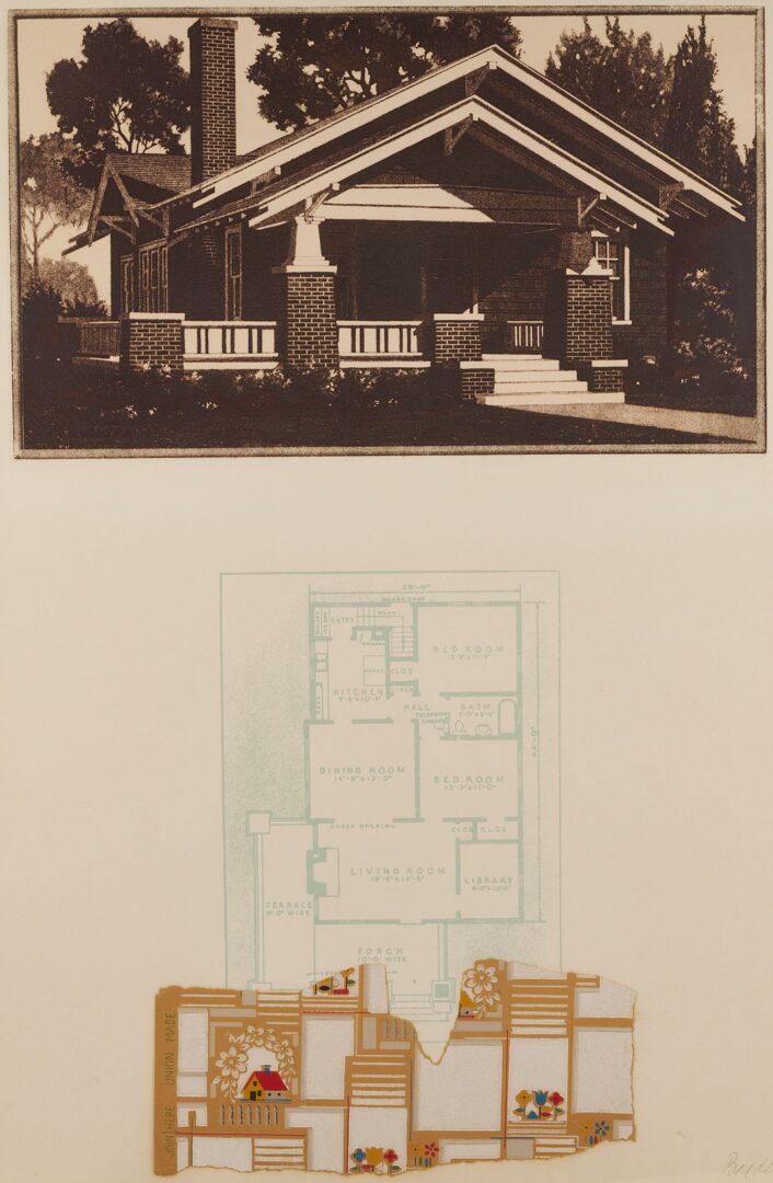 Lot 774: John Baeder Architectural Etching & Collage, The Mail Order House