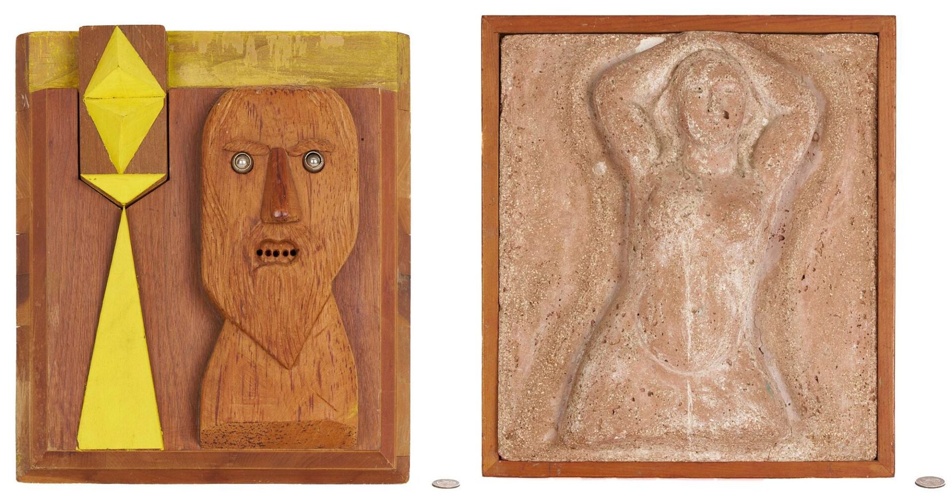 Lot 775: 2 Meyer Wolfe Relief Sculptures, Nude Woman & Bearded Man