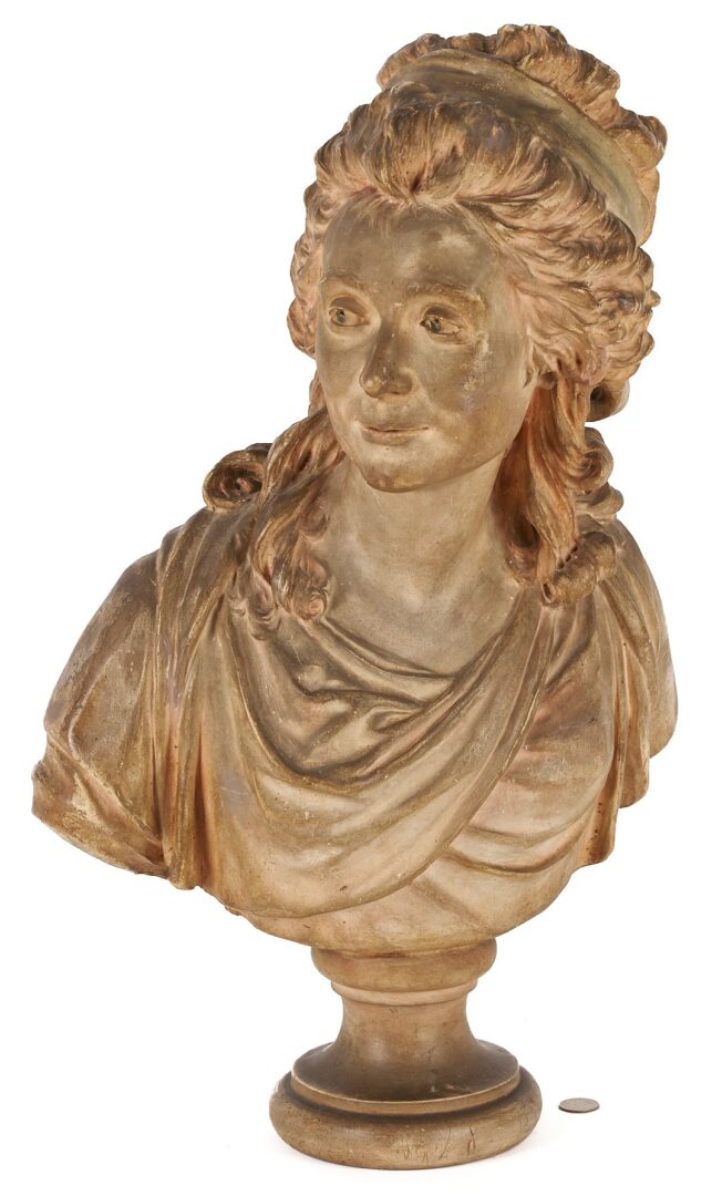 Lot 784: German Tinted Plaster Bust of a Noblewoman