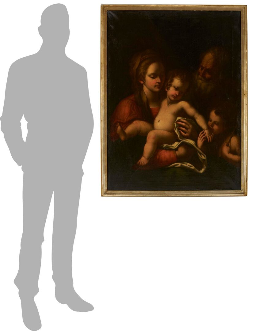 Lot 785: Italian School O/C, Holy Family w/ St John the Baptist