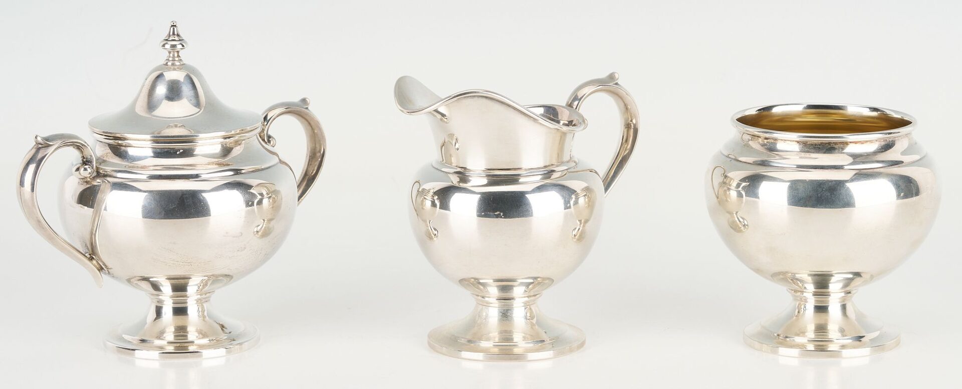 Lot 78: 6 Pc. Gorham Puritan Sterling Tea Set plus Silverplated Tray