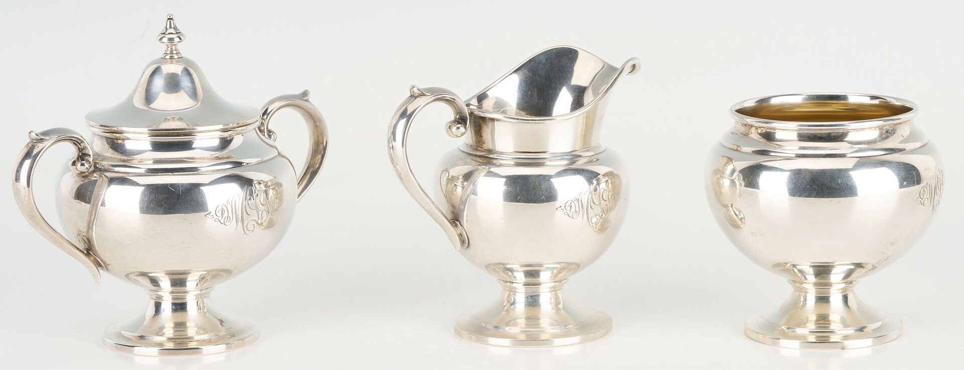 Lot 78: 6 Pc. Gorham Puritan Sterling Tea Set plus Silverplated Tray