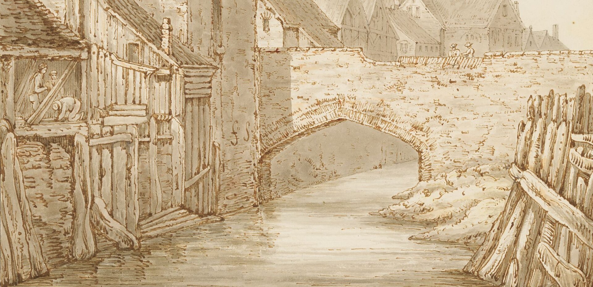 Lot 790: Jospeh Farington Pen & Ink Wash Drawing, View of King’s Lynn, Norfolk