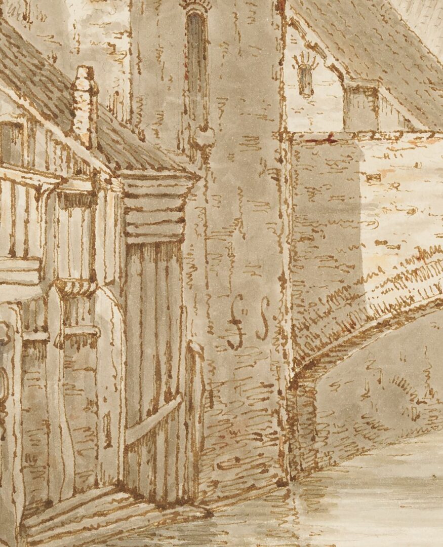 Lot 790: Jospeh Farington Pen & Ink Wash Drawing, View of King’s Lynn, Norfolk