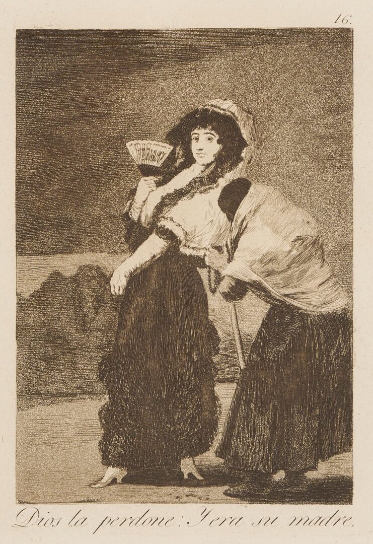 Lot 791: Goya Etching from Los Caprichos, Dios La Pedone: Y Era Su Madre