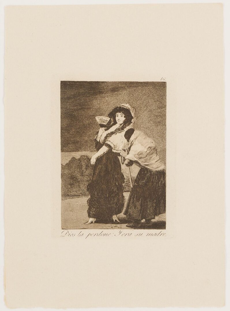 Lot 791: Goya Etching from Los Caprichos, Dios La Pedone: Y Era Su Madre