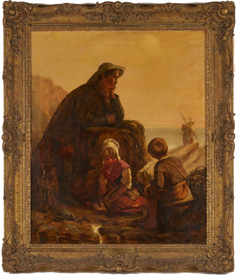 Lot 793: Edward John Cobbett O/C Painting, The Fisherman’s Family