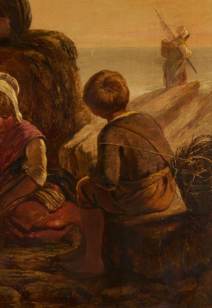 Lot 793: Edward John Cobbett O/C Painting, The Fisherman’s Family