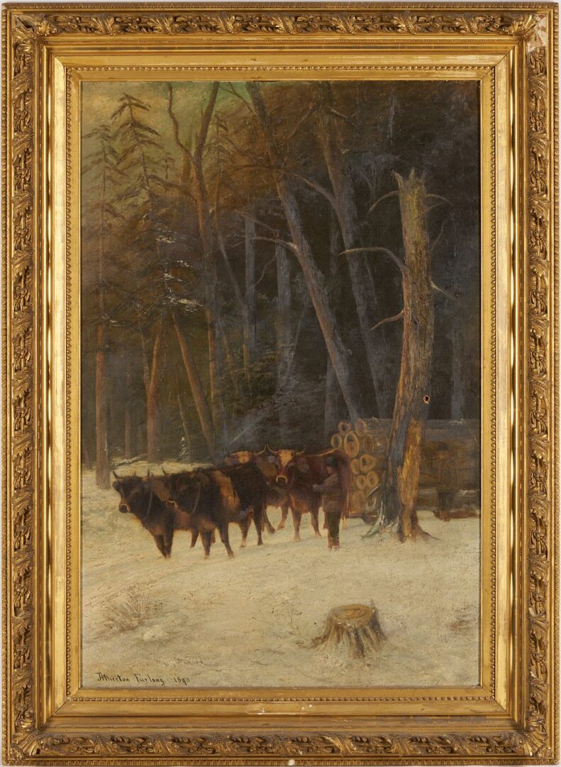Lot 807: Large Atherton Furlong O/C, Lumberjacks w/ Oxen, 1893