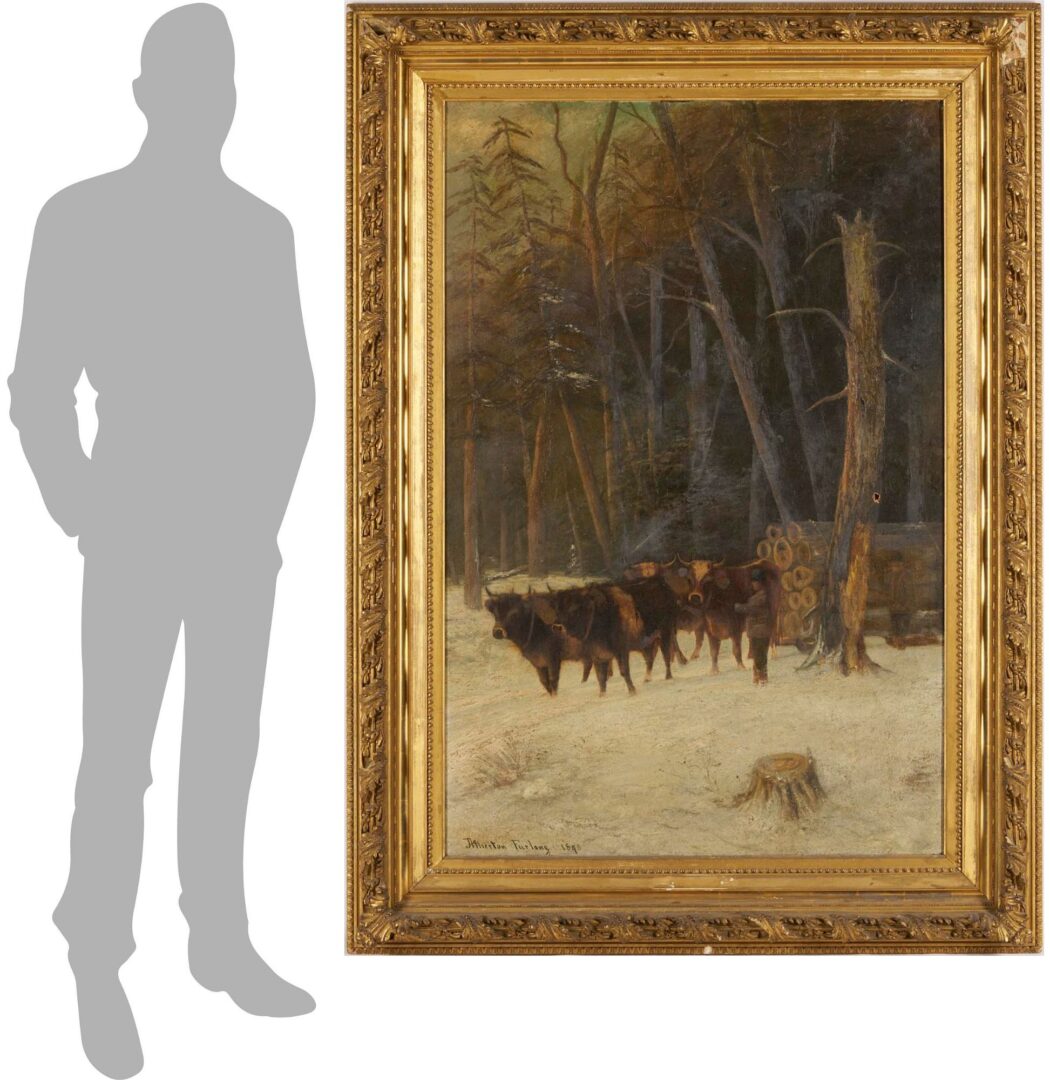 Lot 807: Large Atherton Furlong O/C, Lumberjacks w/ Oxen, 1893