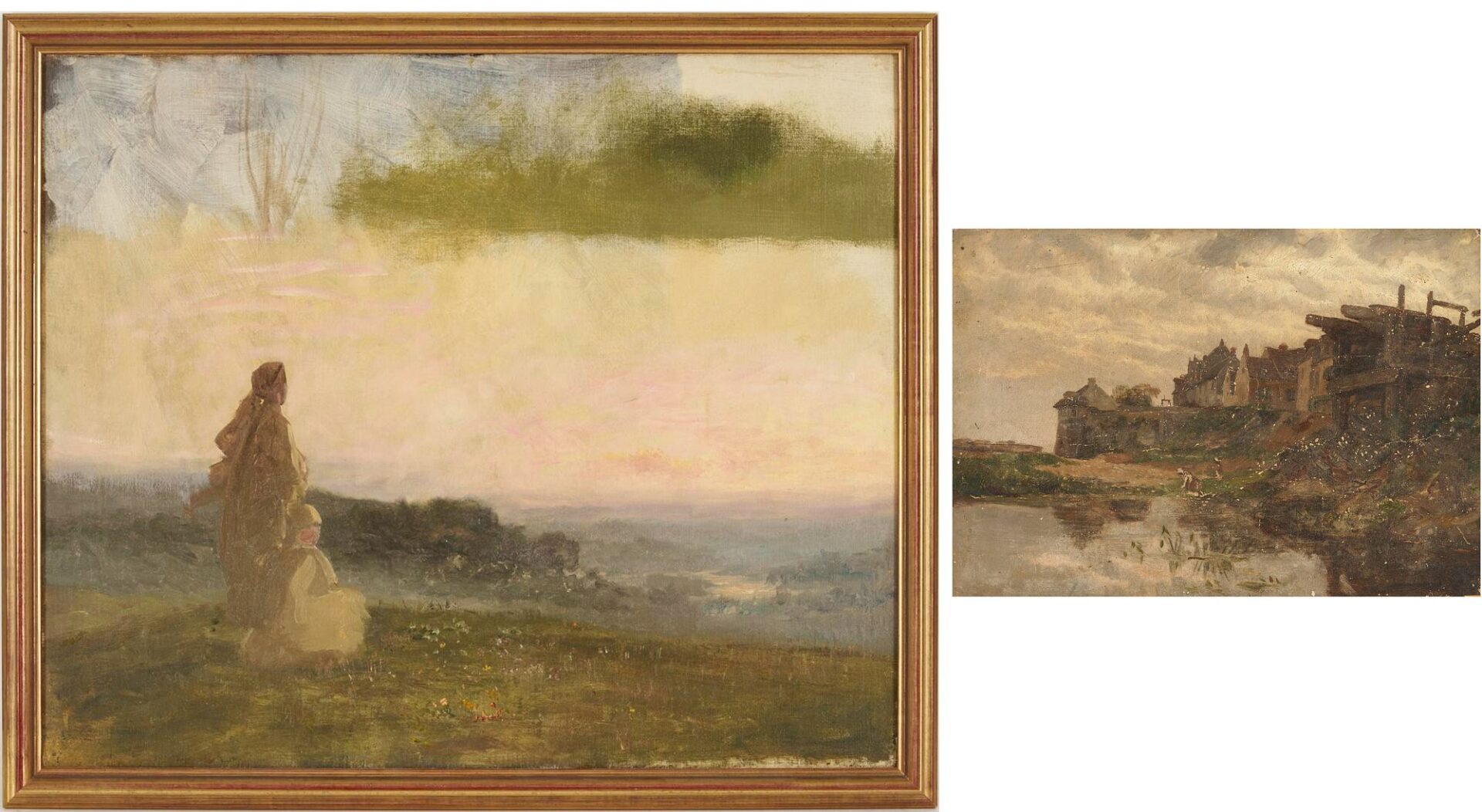 Lot 811: 2 Carl Gutherz Oil Study Paintings Incl. Normandy & Sixth Day