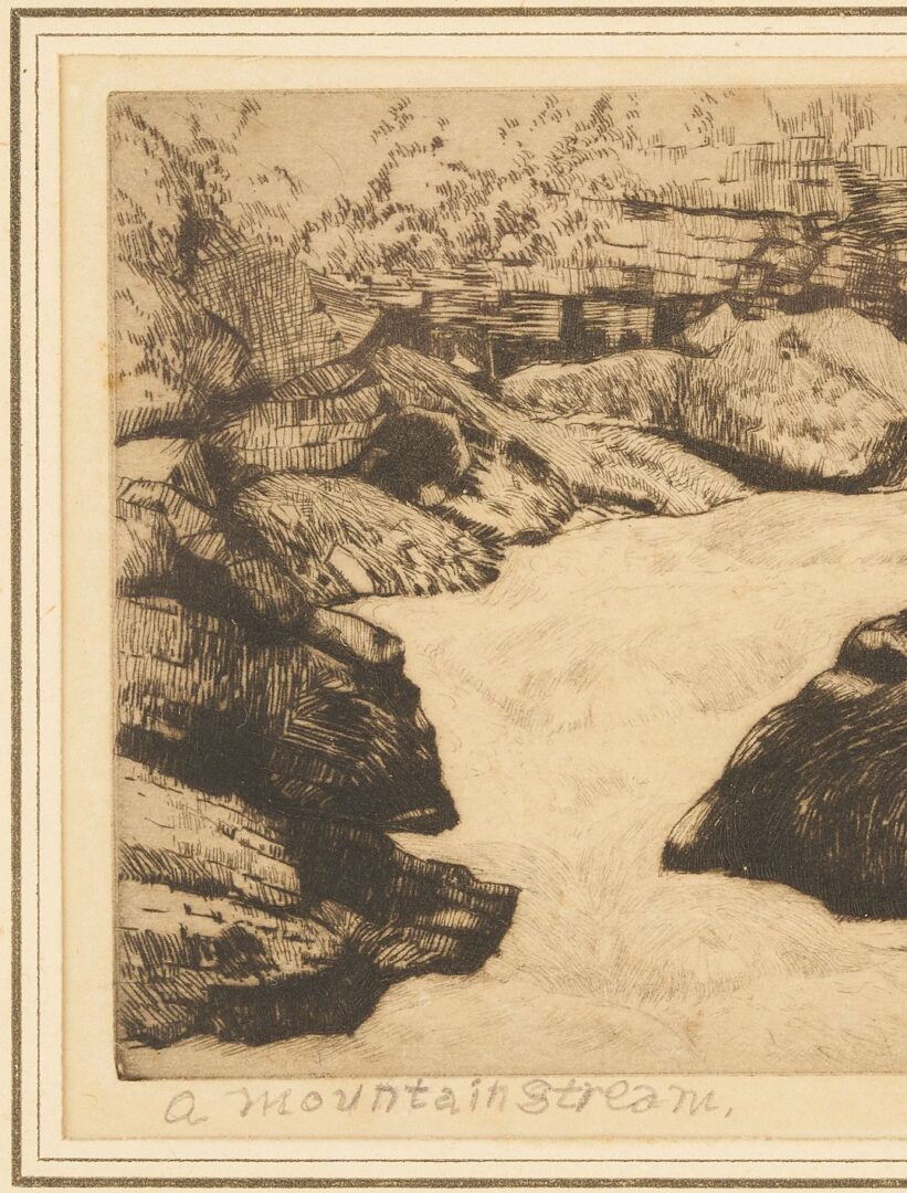 Lot 817: Three Louis Jones Smoky Mountains Etchings; Chimneys, Mountain Stream, & High Tops