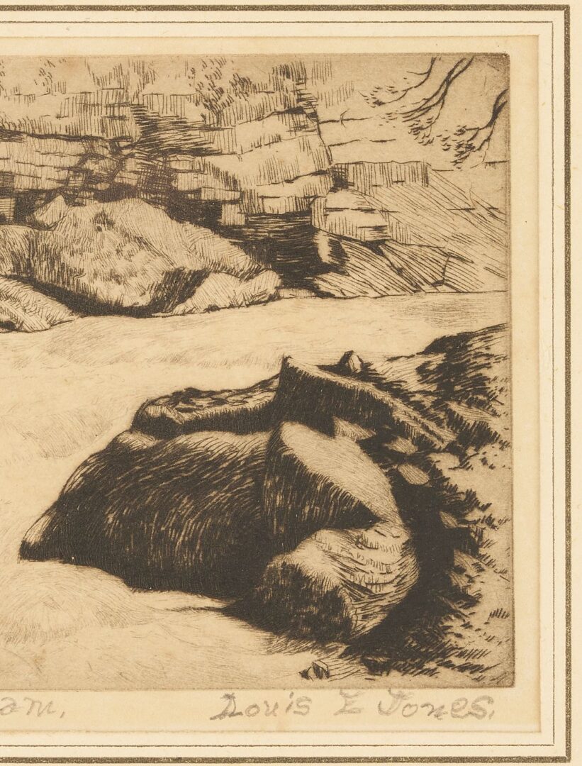 Lot 817: Three Louis Jones Smoky Mountains Etchings; Chimneys, Mountain Stream, & High Tops