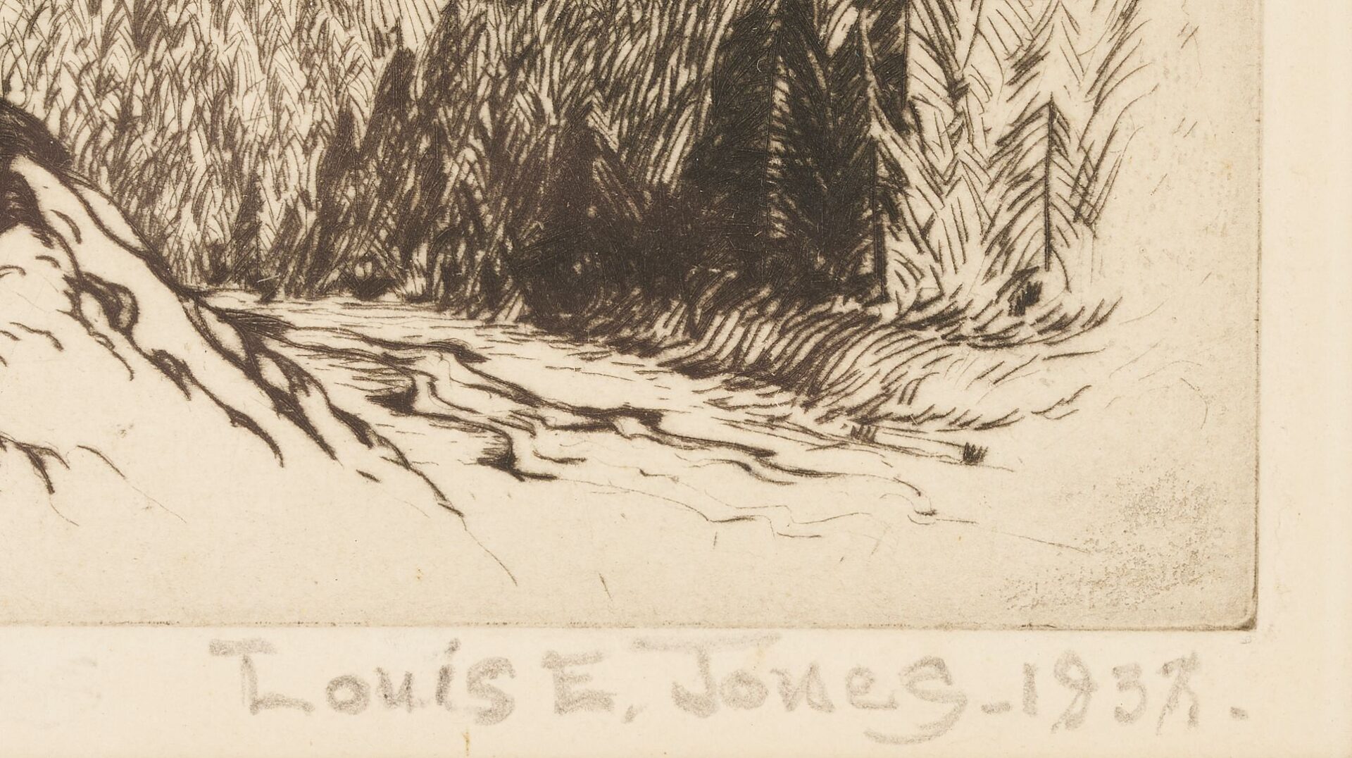 Lot 818: Two Louis Jones Smoky Mountains Etchings, Mountain Home & In The Great Smokies