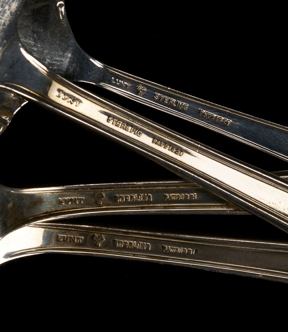 Lot 81: 137 Pcs. Lunt William and Mary Pattern Sterling Flatware, Service for 10