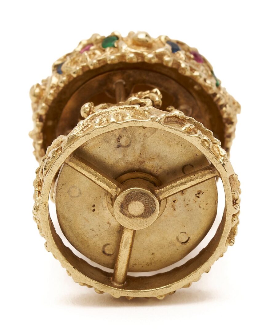 Lot 827: 14K Gold & Gemstone Carousel Pendant